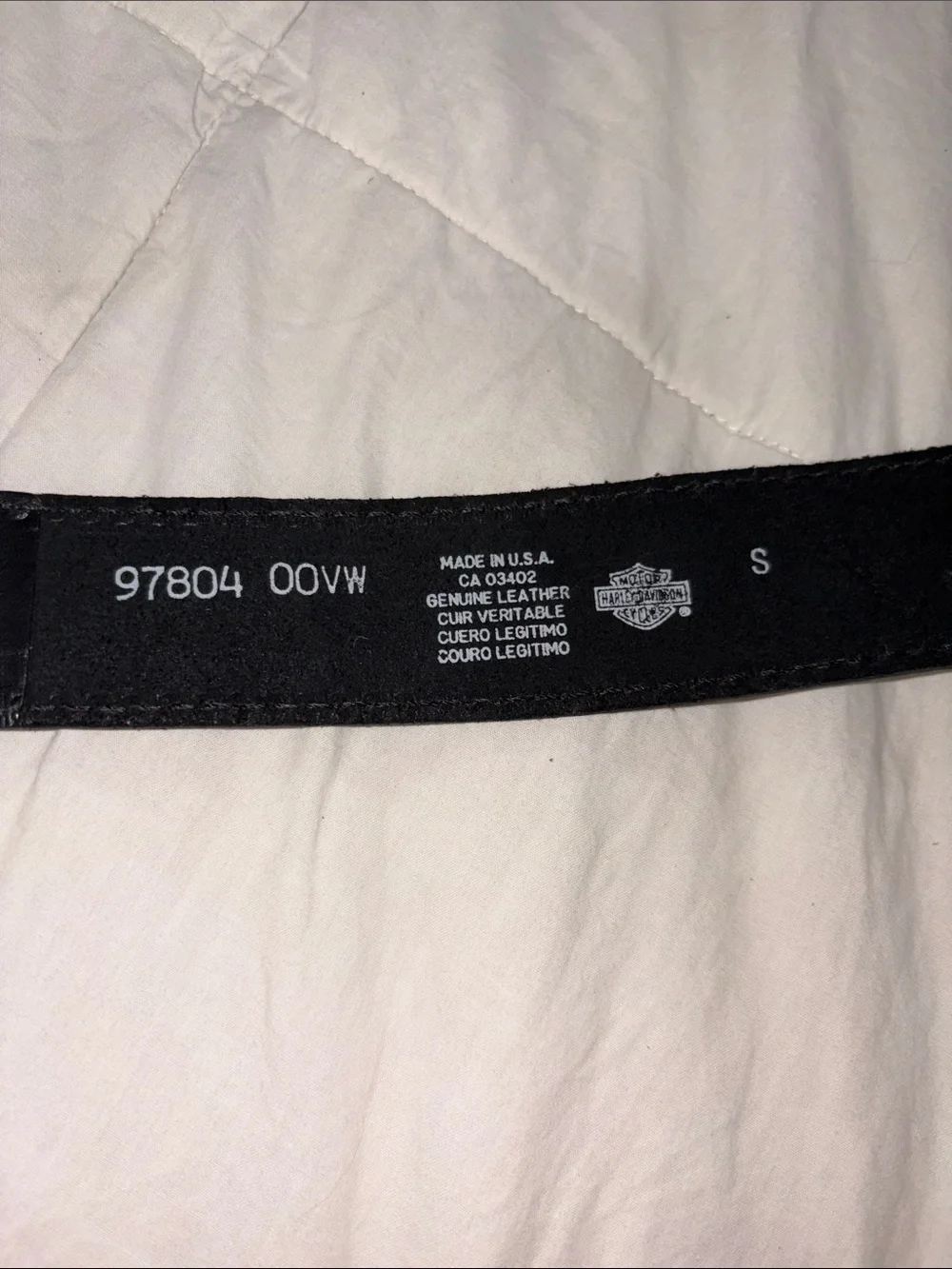 Harley Davidson Vintage 2000 Genuine Leather Logo Embroidered Contour Belt